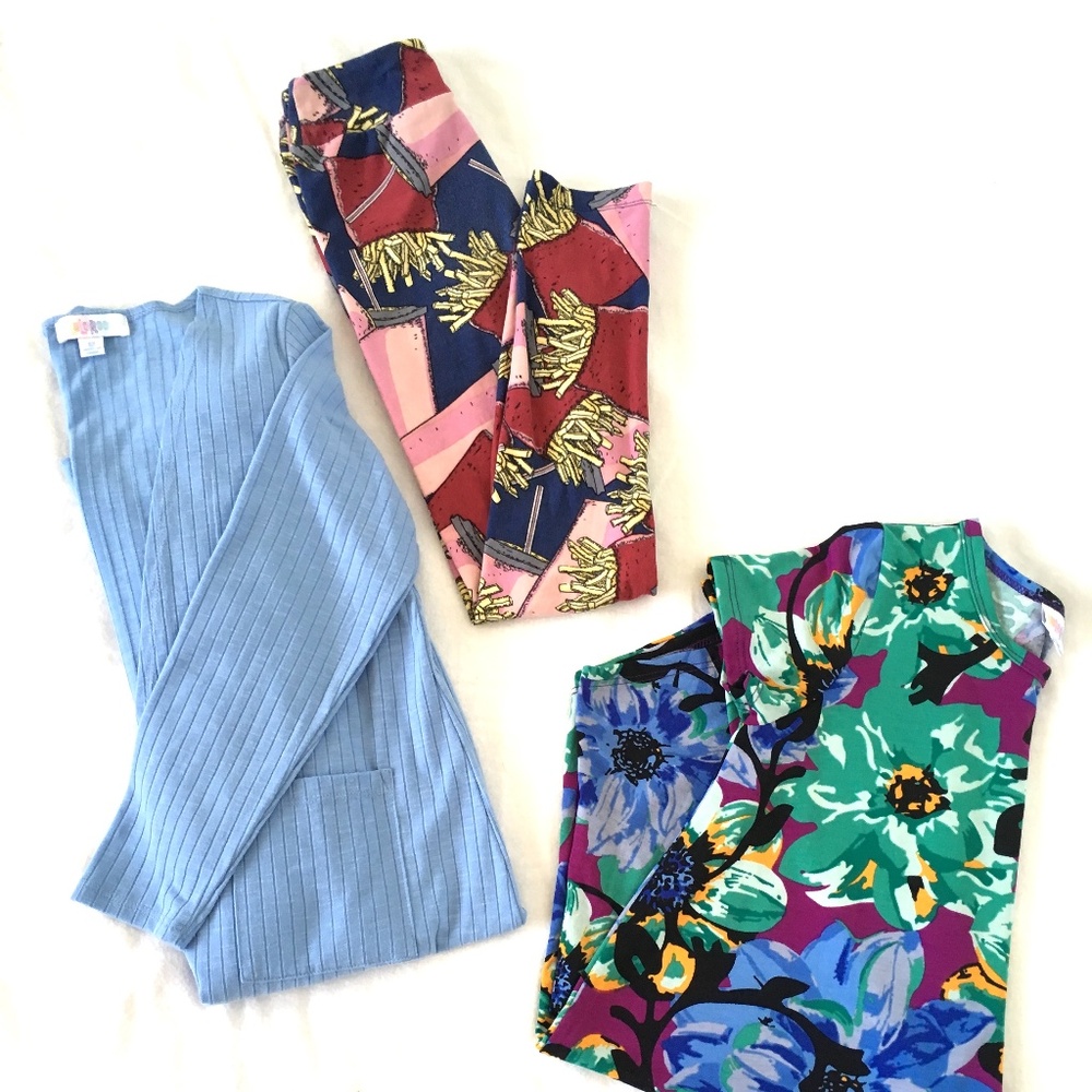 LulaRoe| Sariah Cardigan, Scarlett Dress, Leggings